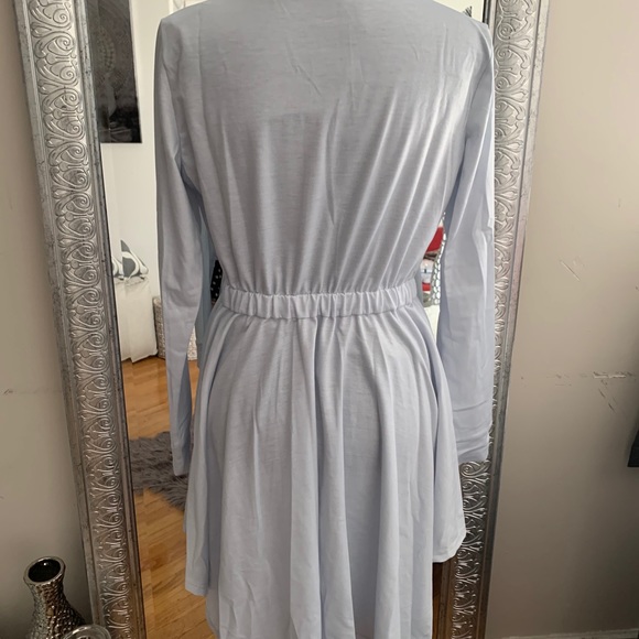 Casual zip up, cinch waist asymmetrical grey coat - Picture 11 of 16